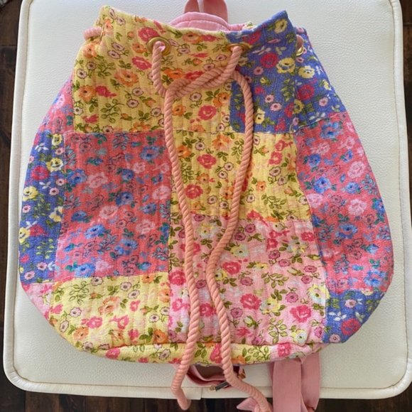 LoveShackFancy Kiwi Floral Drawstring Backpack